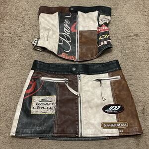 Jaded London Faux Leather Moto Set - Top US 6 - Skirt US 4 Street Wear